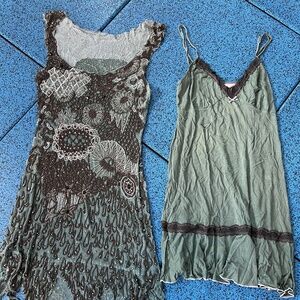hand beaded see through skater dress with matching slip dress size M